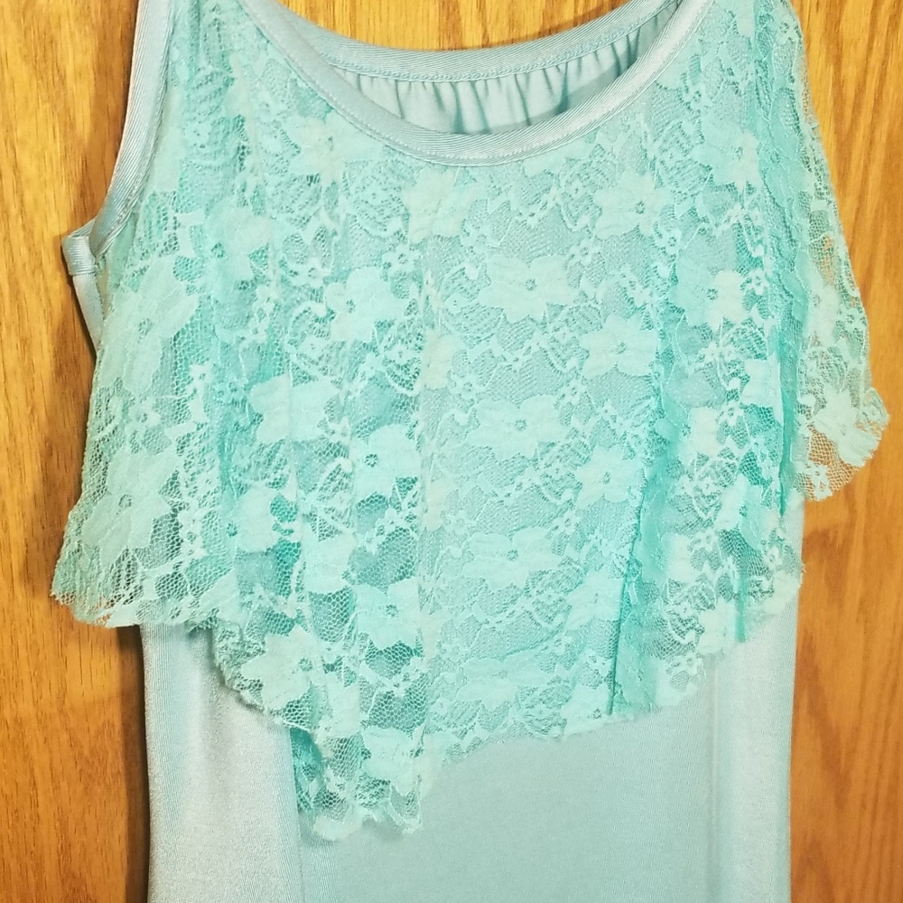 Lace top seafoam dress